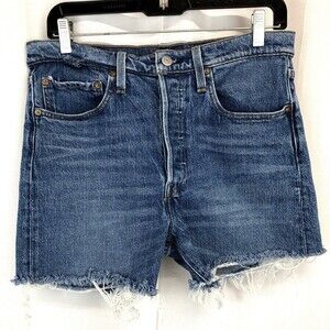 Vintage Levi's 501 Size Small Distressed Blue Cut-Off Dad Button Fly Tag Shorts